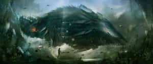 A Large Creature Is Flying Through The Jungle Wallpaper