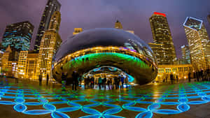 A Large Sculpture In The Middle Of A City Wallpaper