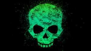 A Lurking Green Fire Skull Wallpaper