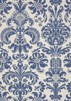A Luxurious Combination Of Nautical Blue And Regal Gold In A Floral Print Wallpaper