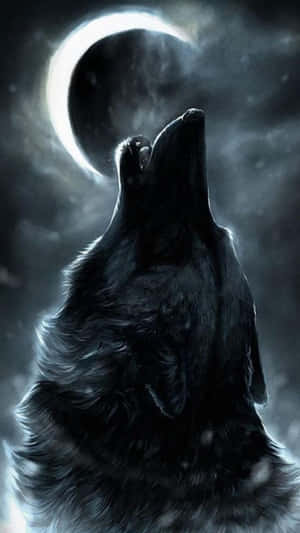 A Majestic And Powerful Grey Wolf Howls At The Sky Wallpaper