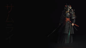 A Man Adorned In Traditional Samurai Armor Stands Among Ancient Japanese Cherry Trees. Wallpaper