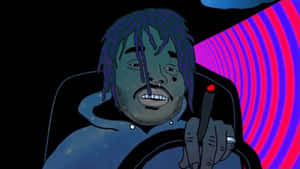 A Man Driving A Car With A Blue And Purple Background Wallpaper