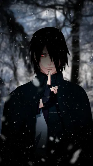 A Man In A Black Coat Is Standing In The Snow Wallpaper