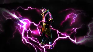A Man In A Purple Suit With Lightning Bolts Wallpaper