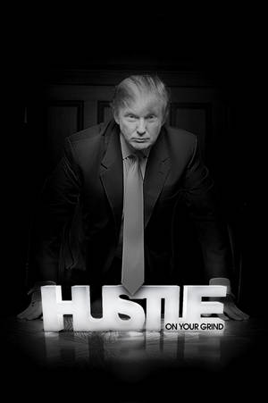 A Man In A Suit Is Standing In Front Of A Sign That Says Hustle Wallpaper