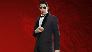 A Man In A Tuxedo And A Red Background Wallpaper