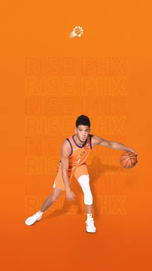 A Man In Orange And White Is Holding A Basketball Wallpaper