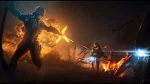 A Man Is Holding A Sword And A Fire Wallpaper