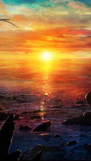 A Man Is Sitting On A Rock In The Water Wallpaper