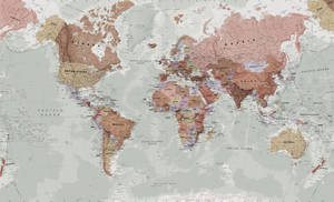 A Map Of The World In A Brown Color Wallpaper