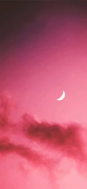 A Memorable Photo Of A Beautiful Pink Moon Rising In The Night Sky Wallpaper