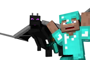 A Minecraft Character With A Purple Dragon Wallpaper