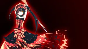 A Mysterious Anime Drawing Of A Silhouette In A Black And Red Colour Scheme Wallpaper