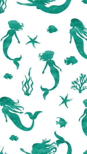 A Mystical Underwater Journey With A Cute Mermaid Wallpaper