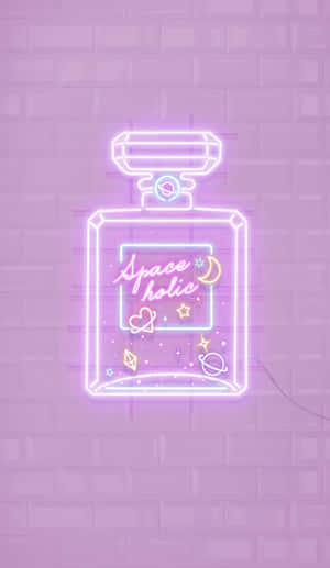 A Neon Bottle With The Words Space Love On It Wallpaper