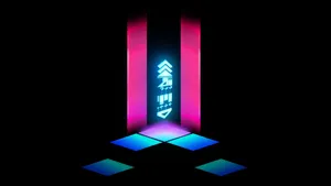 A Neon Sign With A Neon Light In The Background Wallpaper