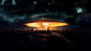 A Nuclear Explosion Is Shown In The Background Wallpaper
