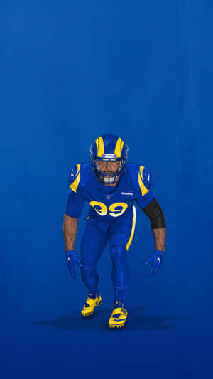 A Painting Of A Rams Player Running On A Blue Background Wallpaper