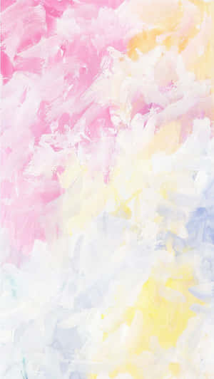 A Painting Of A Yellow, Pink And Blue Sky Wallpaper