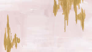 A Painting With Gold And Pink Paint On It Wallpaper