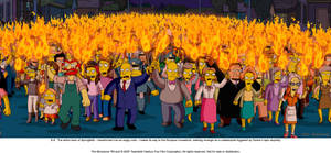 A Passionate Crowd Of Springfield Residents Protesting In A Scene From The Simpsons Movie. Wallpaper