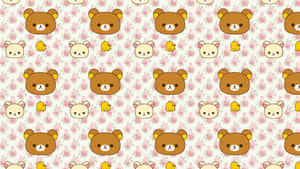 A Pattern With A Bear And A Flower Wallpaper