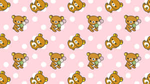 A Pattern With A Bear And A Polka Dot Wallpaper