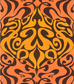 A Pattern With A Black And Orange Design Wallpaper