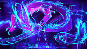 A Person Standing In Front Of A Blue Dragon Wallpaper