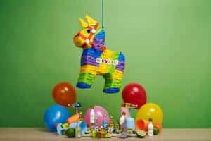 A Pinata Hanging From A Balloon Wallpaper