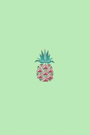 A Pineapple On A Green Background Wallpaper