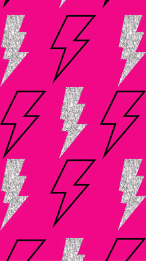 A Pink And Silver Lightning Bolt Pattern Wallpaper