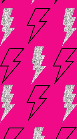 A Pink And Silver Lightning Bolt Pattern Wallpaper