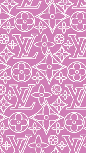 A Pink And White Pattern With Louis Vuitton Logos Wallpaper