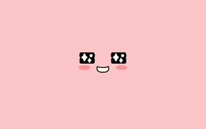A Pink Background With A Cute Face On It Wallpaper