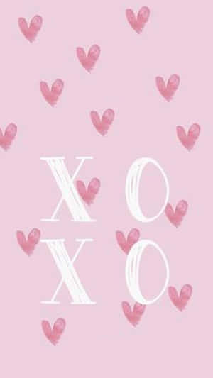 A Pink Background With Hearts And The Word Xoxo Wallpaper