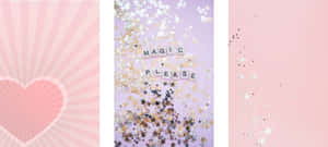 A Pink Background With Stars And Hearts On It Wallpaper