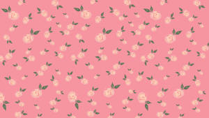 A Pink Floral Pattern With Leaves Wallpaper