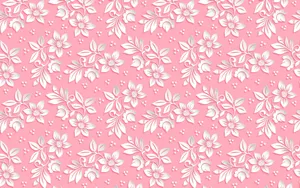 A Pink Floral Pattern With White Flowers Wallpaper