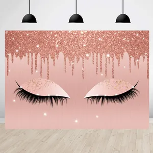 A Pink Glitter Eyelashes Backdrop With Glitter Dripping Down Wallpaper