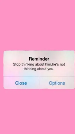 A Pink Screen With The Text Reminder Stop Thinking He's Not Thinking About You Wallpaper