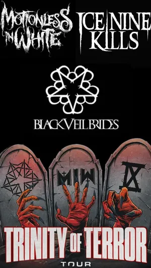 A Poster For The Ice Nine Kills And Blackvelvet Birds Trinity Of Terror Wallpaper