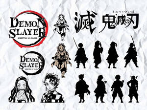 A Powerful And Determined Swordsman In Passionate Fight In Demon Slayer: Black And White Wallpaper