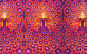 A Psychedelic Painting With A Peacock On It Wallpaper