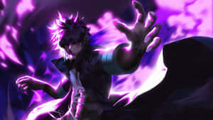 A Purple Anime Character With His Hands Out Wallpaper