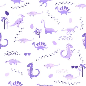 A Purple Dinosaur Pattern With Palm Trees And Palm Trees Wallpaper