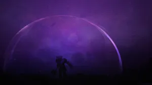 A Purple Dome With A Man Standing In It Wallpaper