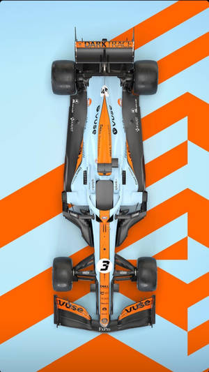 A Racing Car On An Orange And Orange Background Wallpaper