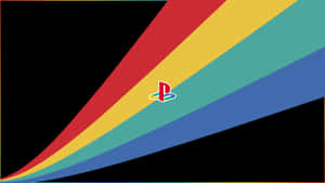A Rainbow Colored Background With A Playstation Logo Wallpaper